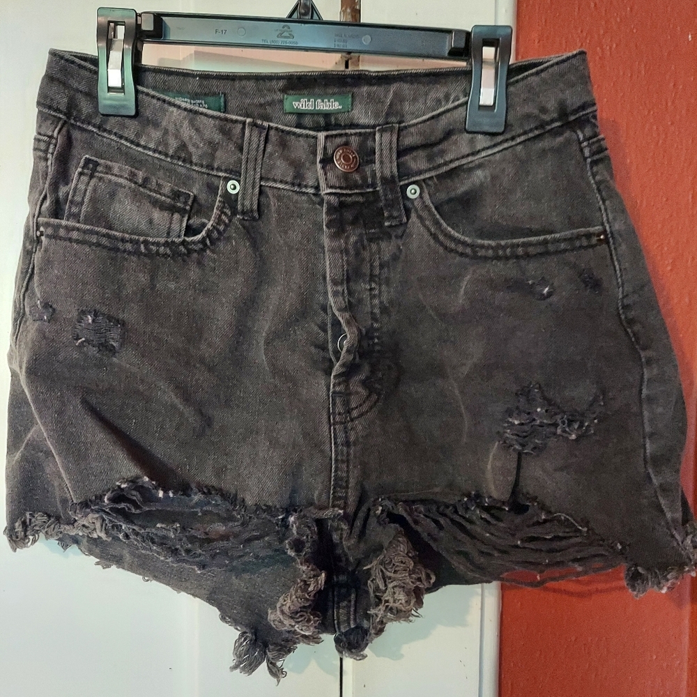 Black denim shorts